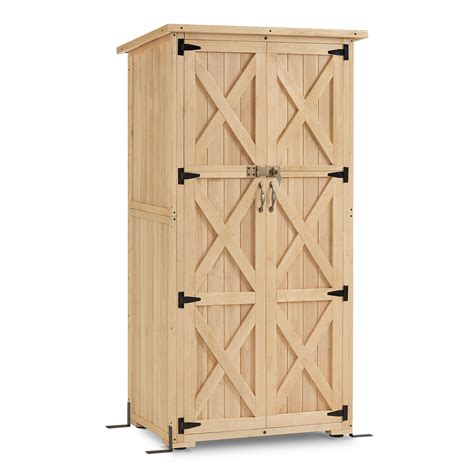 Mcombo Wood Sheds And Outdoor Storage Garden Tool Shed With Lock Wood