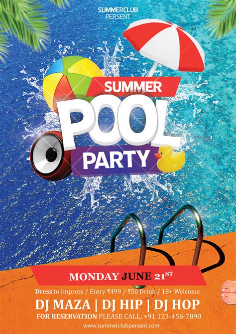 Pool Party Flyer Template Free Download