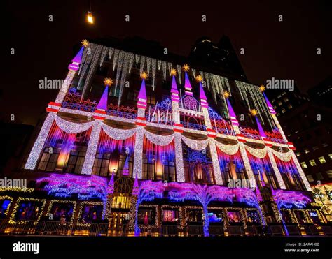 Saks Fifth Avenue Department Store With Christmas Light Show And