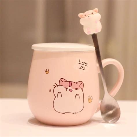 Kawaii Hamster Coffee Cup With Lid Bestofkawaii Mugs Kawaii Cups
