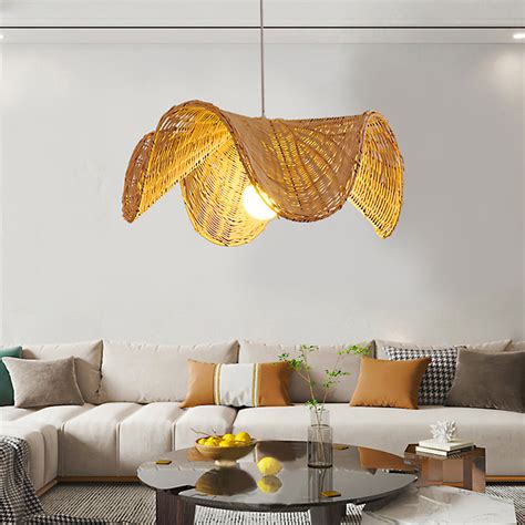 Japanese Creative Art Rattan Weaving Pendant Light For Living Room