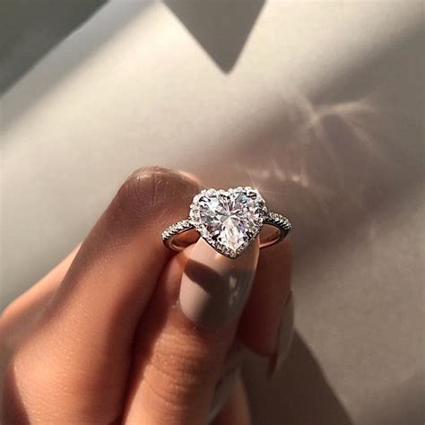 2019 Women Silver Plated Crystal Love Heart Shaped Ring