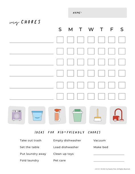 Chores Chart For Kids Template