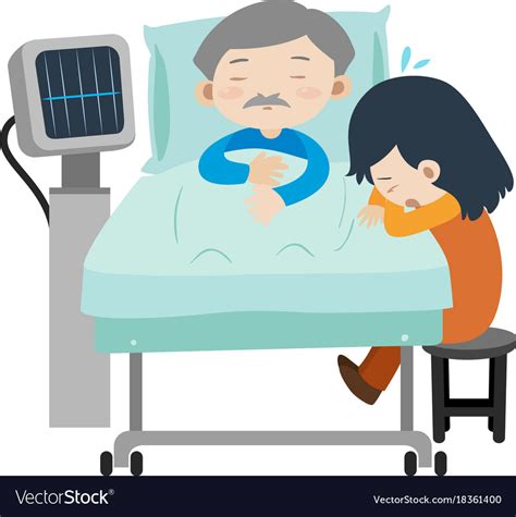 Dead Man On Hospital Bed And Girl Crying Vector Image