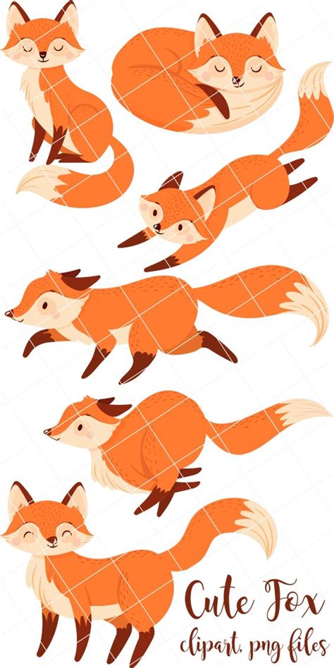 Cute Fox Clipart Fox Clipart Fox Cub Clipart Cute Fox Png Etsy