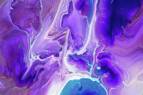 Turquoise And Purple Flows Abstract Fluid Acrylic