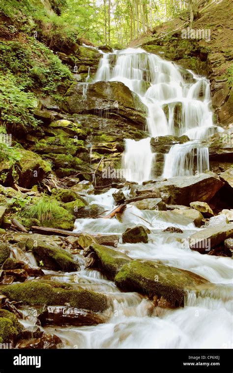 Shypit Waterfall Carpathians Ukraine Mountain River Clear Waterfall