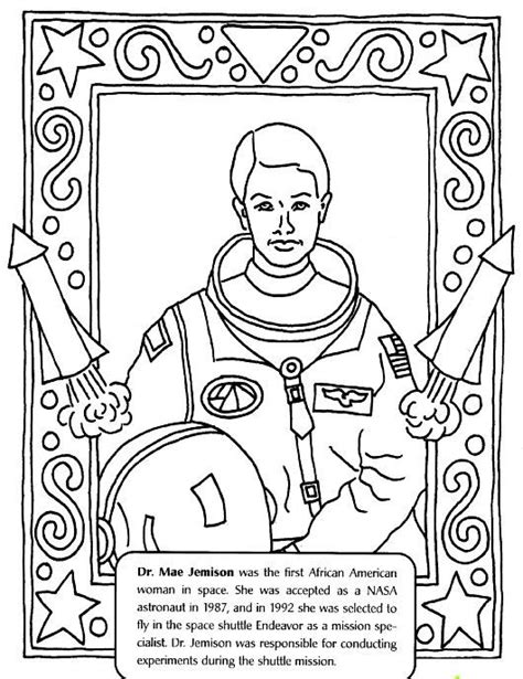 Dr. Mae Jemison Coloring Page - Color Book | Black history activities