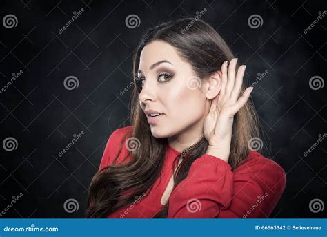 Beautiful Young Woman Listening Stock Photo Image Of Auditory