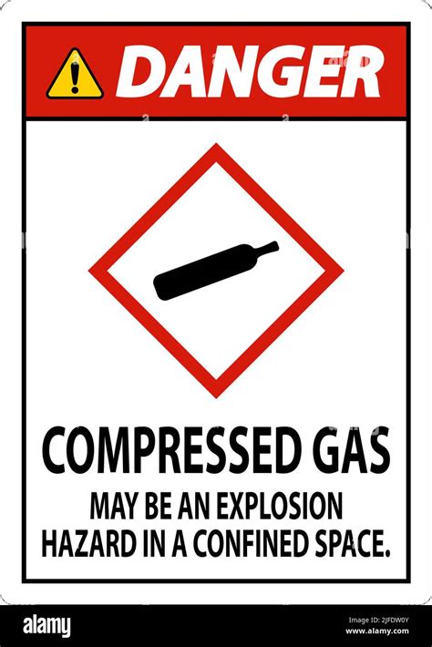 Danger Compressed Gas GHS Sign On White Background Stock Vector Image