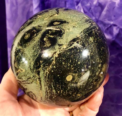 98mm Kambaba Jasper Green Stromatolite Sphere Orb Ball Mineral Display