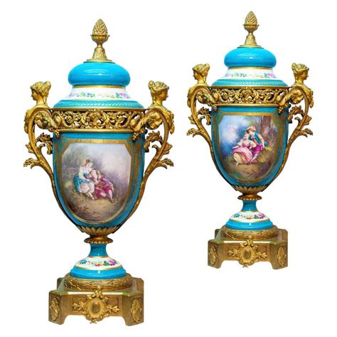 19th Century Pair Of Sevres Style Champlevé Enamel Mounted Vases For Sale At 1stdibs