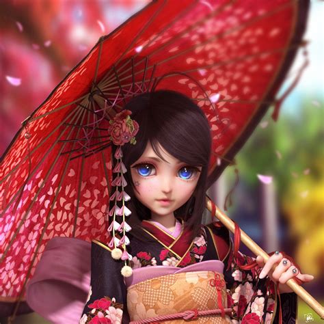 Japanese Girl 3d Art By Yun Sihang Zbrushtuts Cute Japanese Girl
