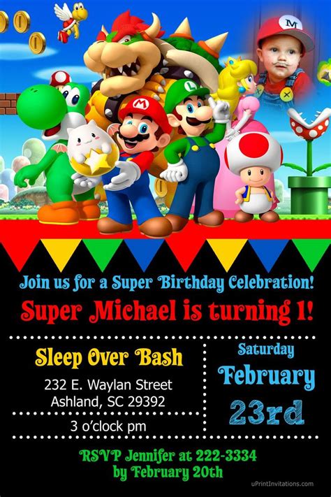 Super Mario Party Birthday Invitations Digital Download Get These