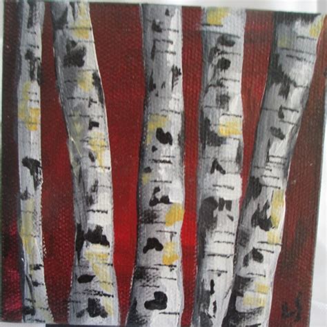 Red Birch Tree Painting Tree Art Original By Lindaspangart