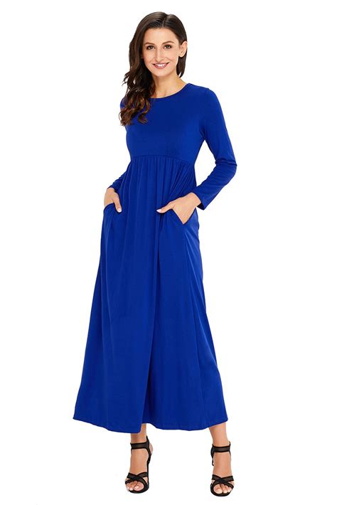 Blue Long Sleeve High Waist Maxi Jersey Dress Maxi Jersey Dress Maxi