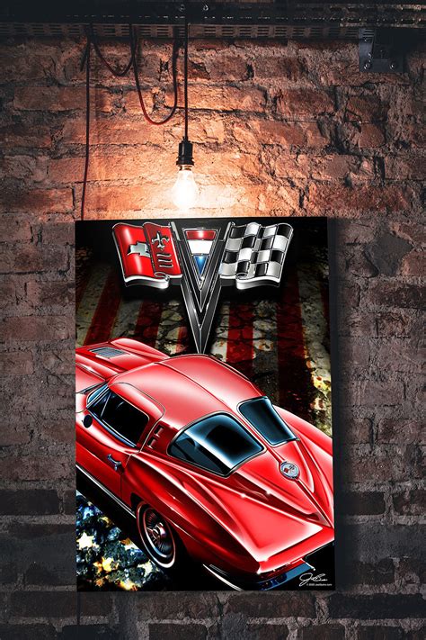 Corvette 1963 Split Window Muscle Car Wall Art Garage Art Etsy