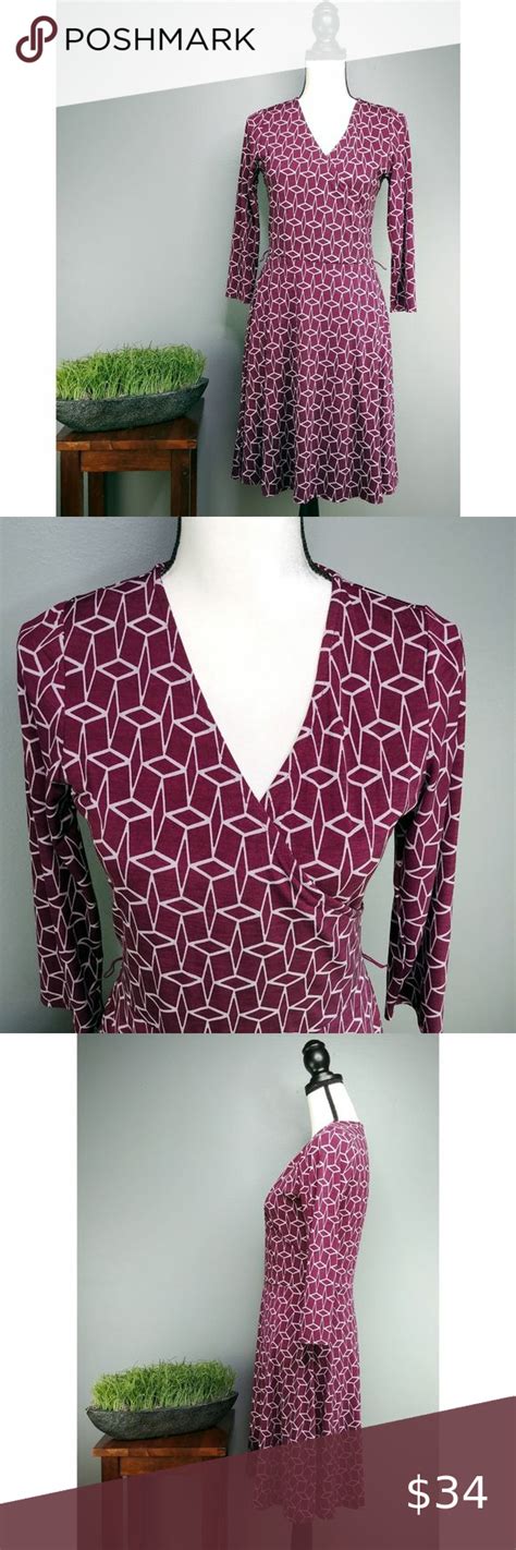41 Hawthorn Geometric 70s Style Faux Wrap Dress Faux Wrap Dress 70s