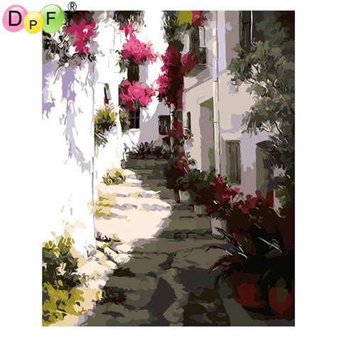 Dpf Frameless Ladder Scenery Diy Oil Painting By Numbers Diy Digital