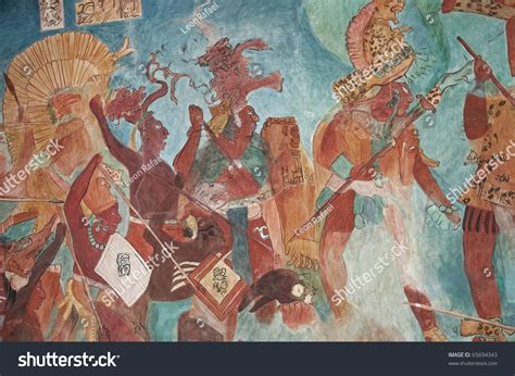 Mayan Mural Painting From Bonampak 02 Mural Replica Of The Original
