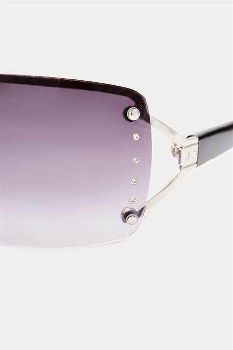 Black Tinted Rimless Sunglasses Yours Clothing