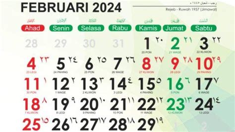 Kalender Jawa Hari Ini 4 Februari 2024 Tanggalan Jawa Minggu Legi