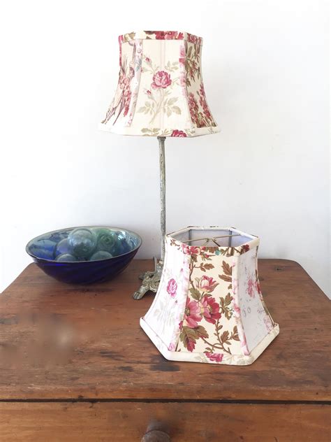 French Fabric Lamp Shade Floral Lampshade 5x8x6 Hex Bell Etsy
