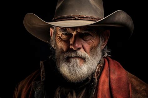 Premium Photo Rough Western Cowboy With Gray Beard And Brown Hat