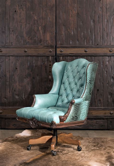 Kitchen & dining room chairs : The Chisum Turquoise Executive Desk Chair is the King of ...