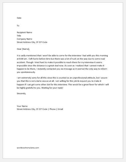 Gt writing task 1 (letter writing) sample # 16. Excuse Email for not Attending Interview | Word & Excel ...