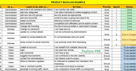 Download Product Backlog Template And Understand What Each Column In