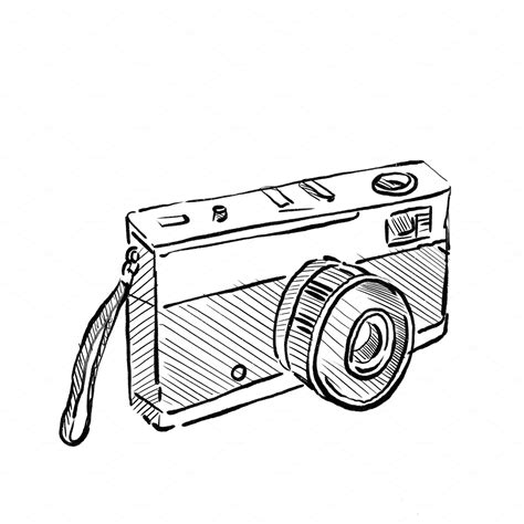 Vintage 35mm Slr Film Camera Drawing High Quality Stock Photos