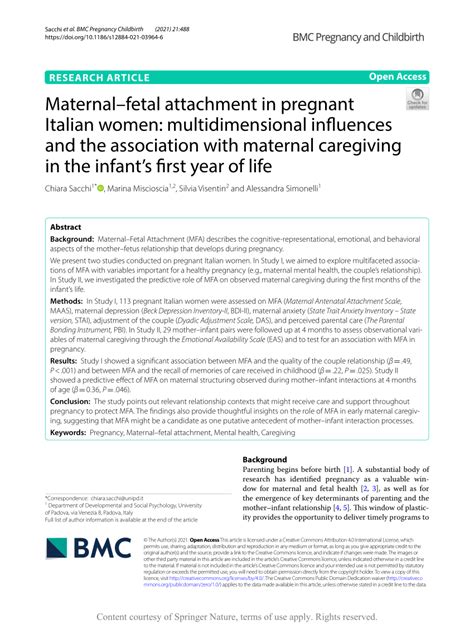 Pdf Maternalfetal Attachment In Pregnant Italian Women