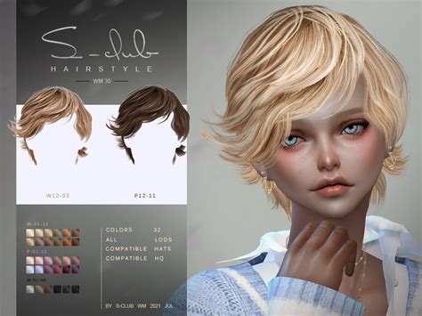 Short Curls Hair For Menwomen Leon By S Club The Sims 4 Catalog