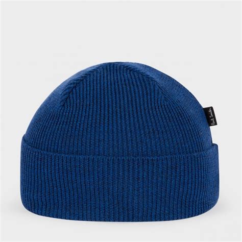 Paul Smith Navy Wool Beanie Hat In Blue For Men Navy Lyst