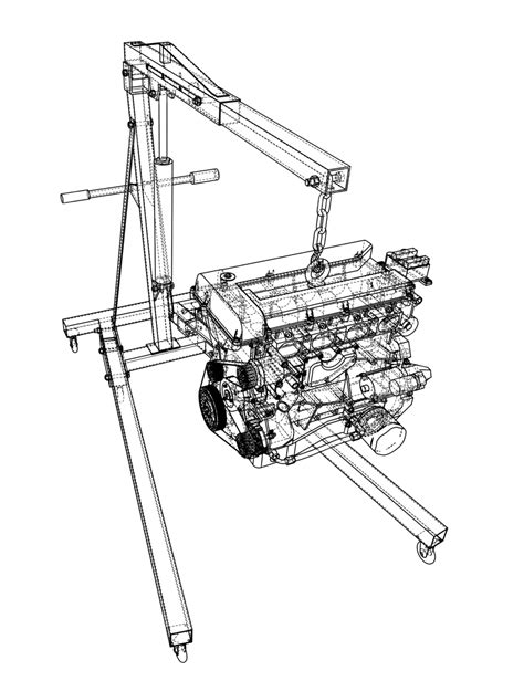 รูปรอกเครื่องยนต์กับเวกเตอร์พิมพ์เขียวของโรงรถ เวกเตอร์ PNG , โรงรถ