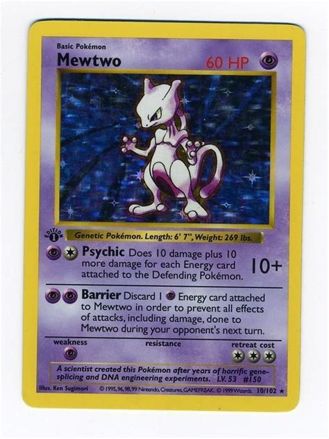 Price and other details may vary based on size and color. Pokemon Base Set 1 Single 1st Edition Mewtwo 10/102 - SLIGHT PLAY (SP) | DA Card World
