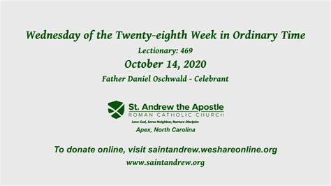 Wednesday Of The Twenty Eighth Week In Ordinary Time Youtube