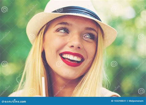 Young Woman Drinking A Smoothie Outside Stock Image Image Of Girl People 103298831