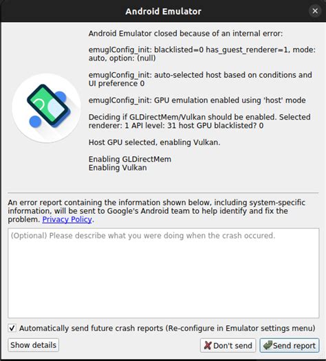 Android Studio Emulator Crashing On Ubuntu Stack Overflow