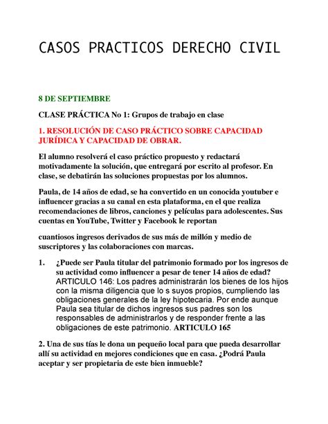 Casos Practicos Derecho Civil Casos Practicos Derecho Civil 8 De