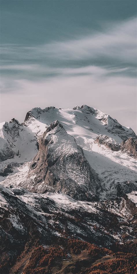 Download 1080x2160 Wallpaper Cliff Peak Mountain Glacier Nature