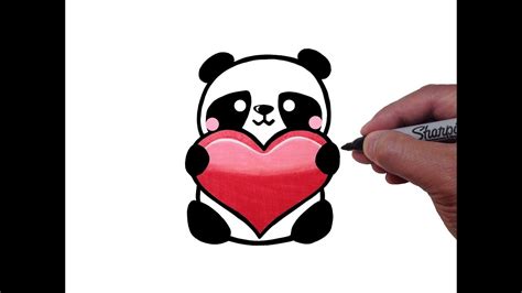 Check out our cute bear drawing selection for the very best in unique or custom, handmade pieces from our shops. How to Draw a Panda Bear Holding a Heart - YouTube