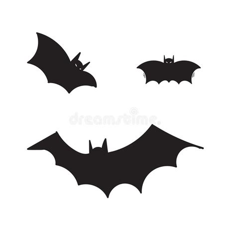 Hand Drawn Horror Black Bats Group Isolated On White Vector Halloween