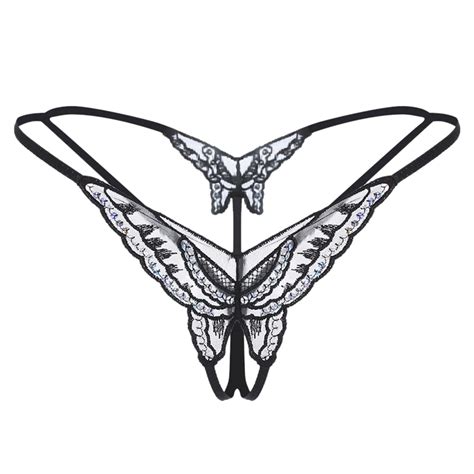 sexy lingerie panties women lace hollow out butterfly shaped g string open crotch underwear sexy