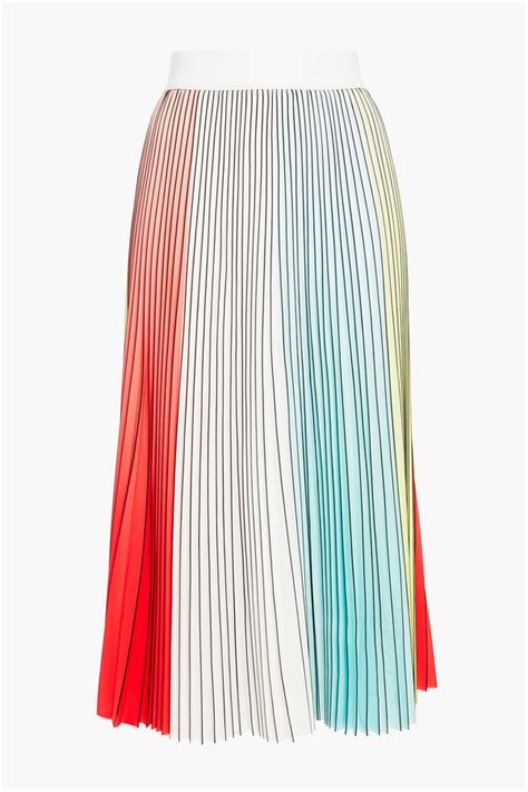 Alice Olivia Arden Pleated Color Block Crepe De Chine Midi Skirt Shopstyle