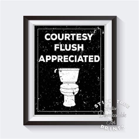 Courtesy Flush Appreciated Bathroom Funny Bathroom Wall Art Etsy