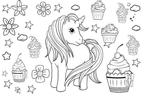 Unicorn Birthday Cake Coloring Pages Free Printable Unicorn Colouring