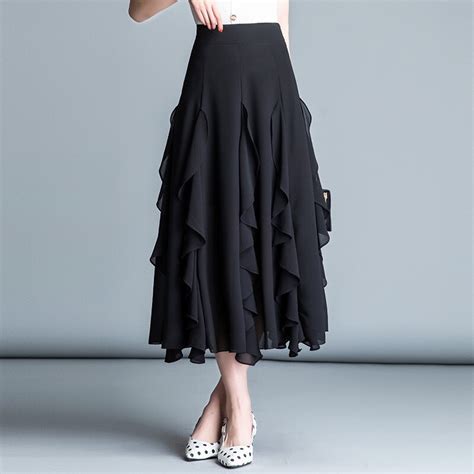 Women Clothes Chiffon Skirt Summer Womens New Long Section High Waist