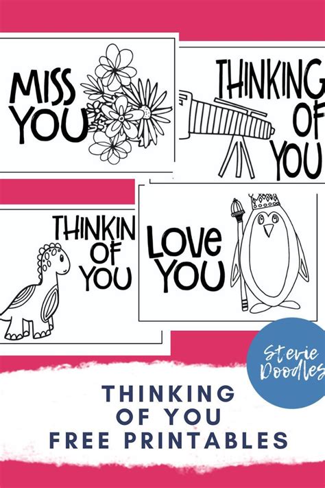 Free Thinking Of You Coloring Cards 28 Cards 7 Pages Printable